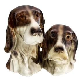 Goldscheider Porcelain Spaniel Dog Mom With Pup - Attached Dual Figures
