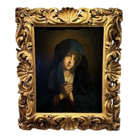 19th Century Egisto Manzuoli Religious Figurative Painting of the Virgin Mary, Framed