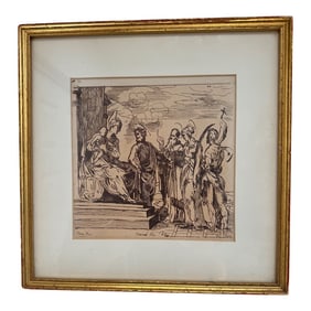 Anne Claude Philippe De Tubières, Comte De Caylus French Etching, Framed