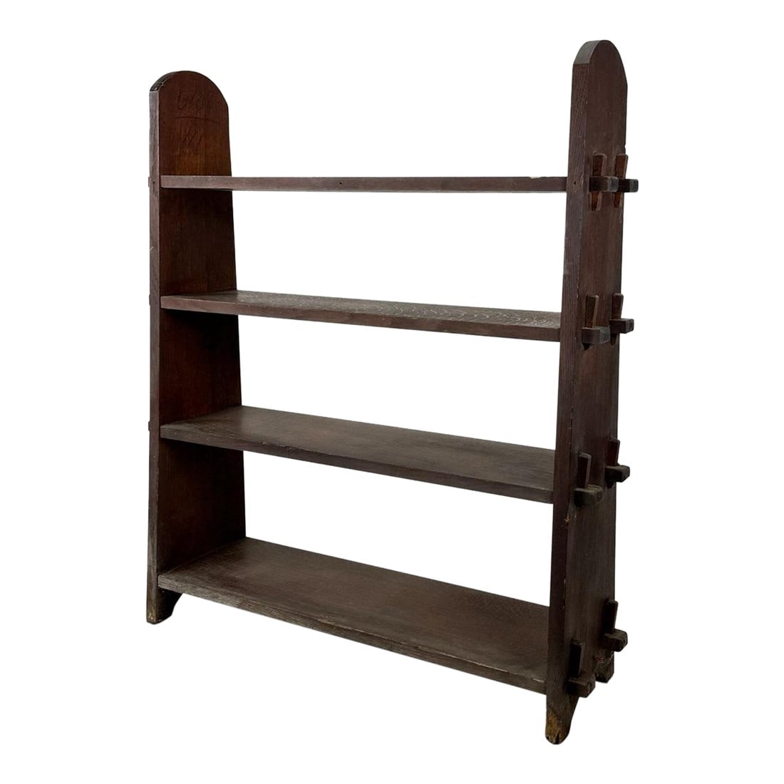 Antique Arts and Crafts Mission Oak Wood Bookcase Roycroft Style (1 of 4)