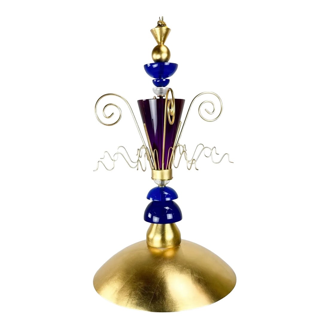 Hivo Van Teal Postmodern Memphis Lucite Pendant: Avant garde Hivo Van Teal Memphis style chandelier. With gilt metal and hand-crafted lucite this light is a rare find. Condition: Alterations: Original Condition Unaltered Imperfections: Some Imperfec