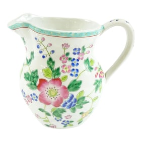 Mid 20th Century Hand Painted Flower Design Porcelain Jar