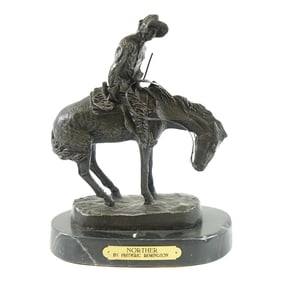 Late 20th Century Frederic Remington "The Norther" "“ Large Bronze Sculpture of Horse and