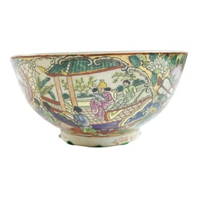 18th Century Porcelain Chinese Export Rose Medallion Bowl