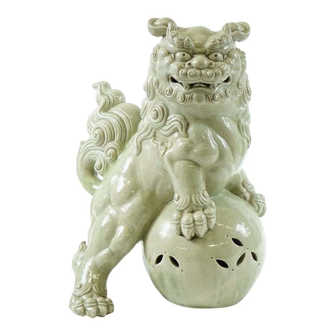 Large Antique Chinese Celadon Porcelain Foo Lion (1 of 3)