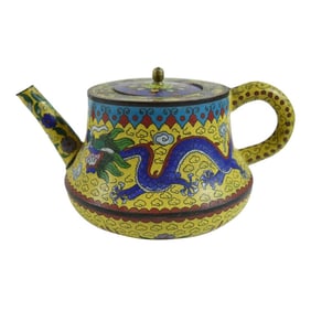 Antique Chinese Cloisonne Decorative Tea Pot