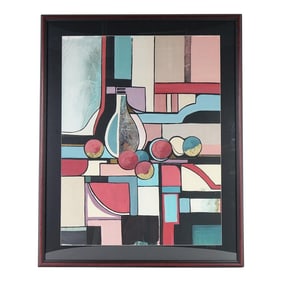 Late 20th Century Abstract Still Life Original Mixed Media on Paper Signed