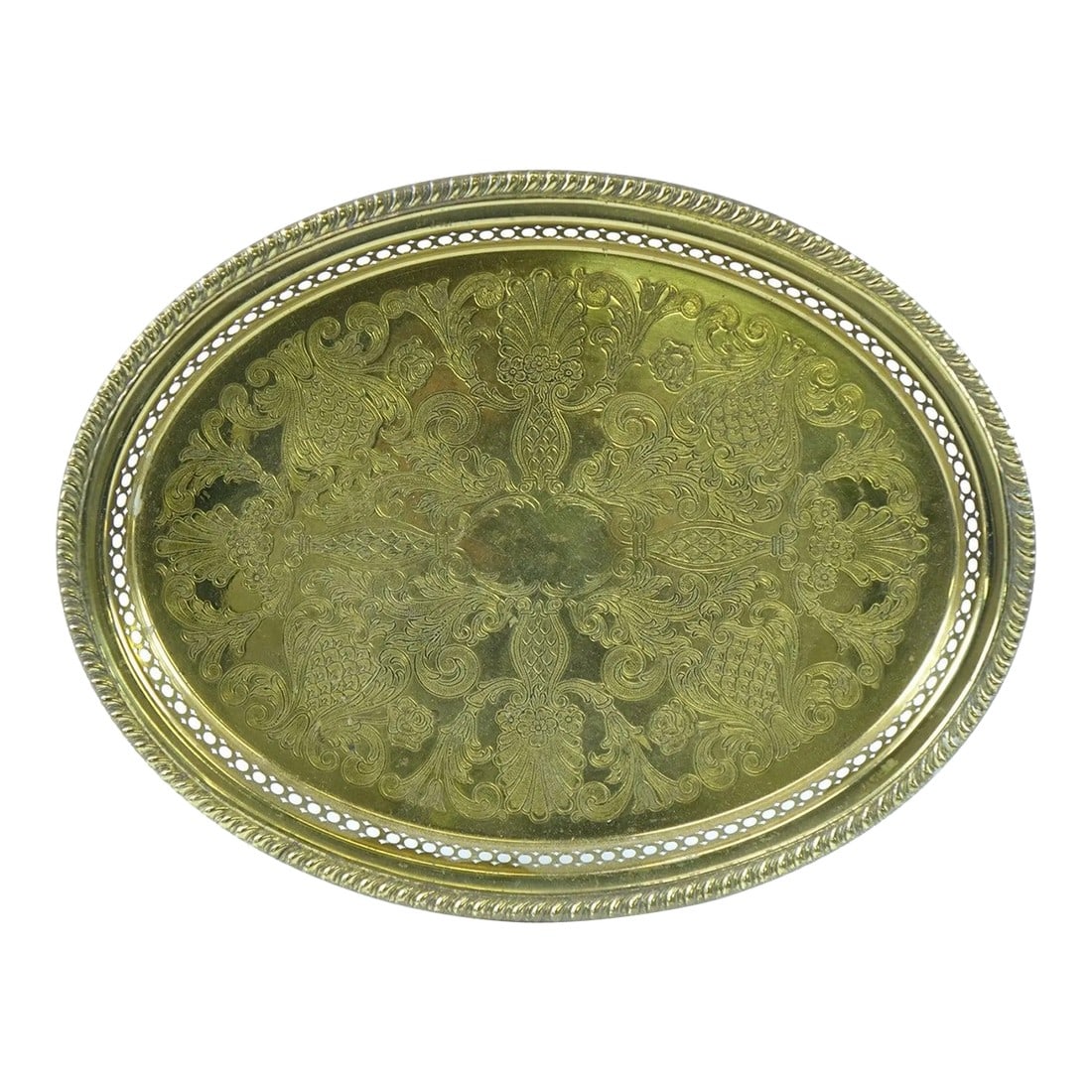 Mid 20th Century Carved Brass Tray (1 of 5)