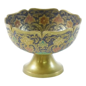 19th Century Brass Enameled Decorative Bowl