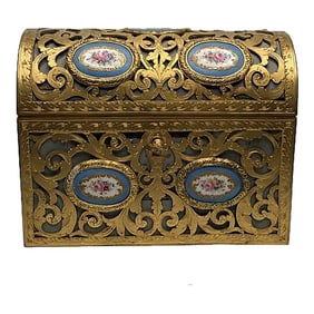 Antique French Brass Jewelry Box