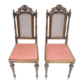 1940s Vintage Chairs With Elaborate Woodwork - a Pair