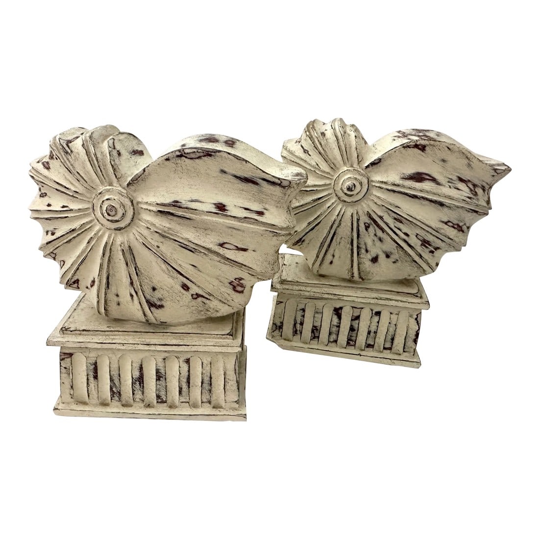 Vintage Distressed Nautilus Shell Bookends-A Pair (1 of 8)