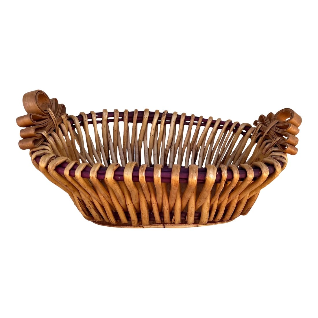 Vintage Woven Rattan Ribbon Bread Basket (1 of 5)