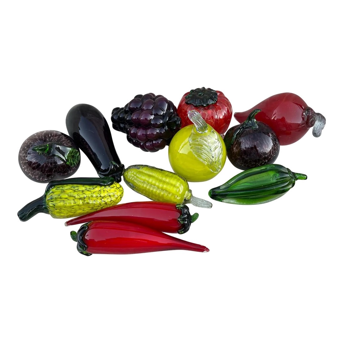 Vintage 1970s Large Blown Glass Fruits & Veggies - Set of 14 (1 of 5)