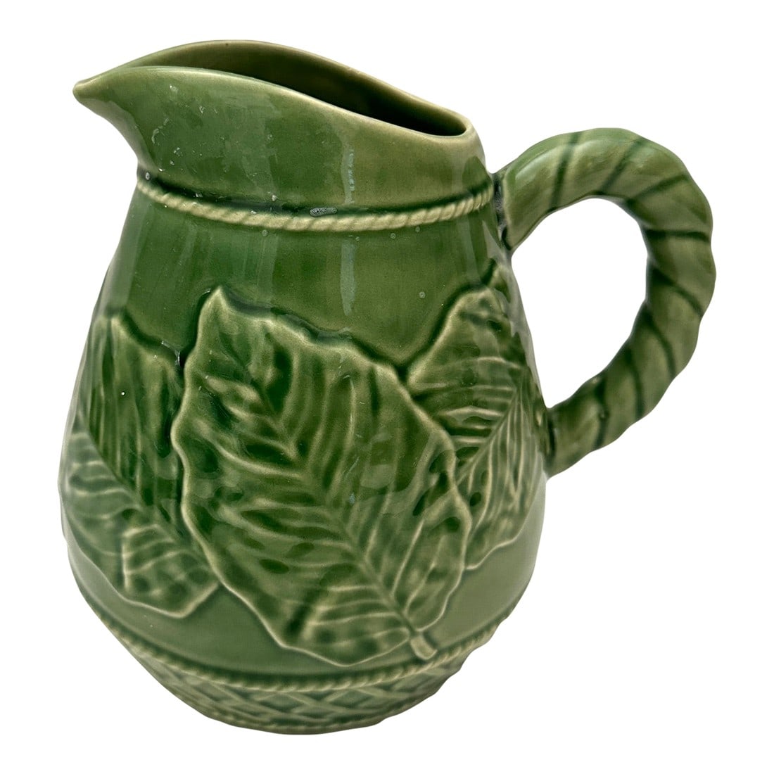 Bordallo Pinheiro "Leaf Service" Green Pitcher (1 of 7)