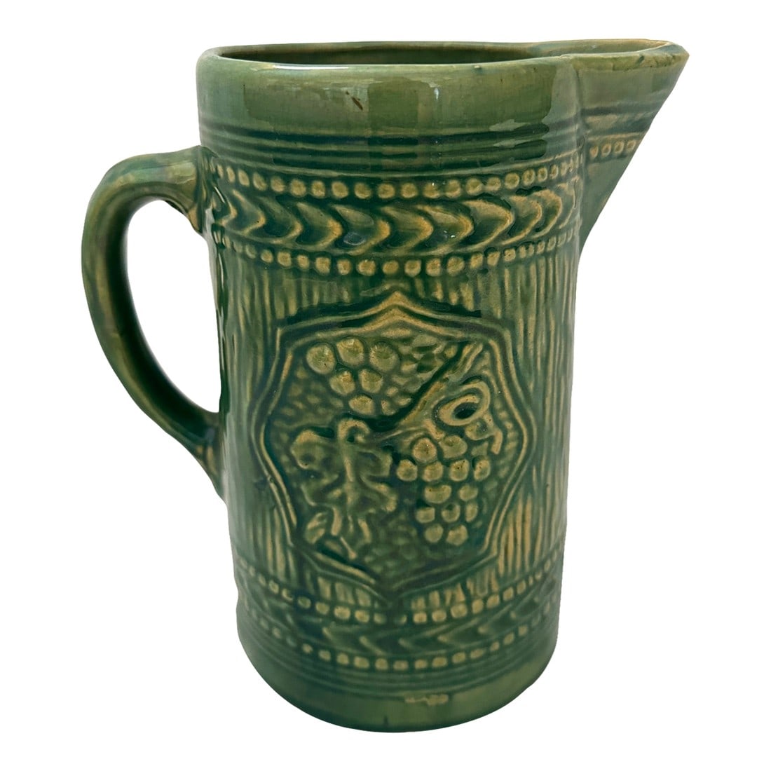 Vintage McCoy Green Tankard Grape Leaf Pitcher (1 of 7)