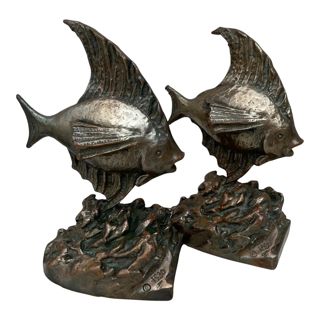 Antique Armore Bronze Fish Bookends by L. Bartoli (1 of 9)