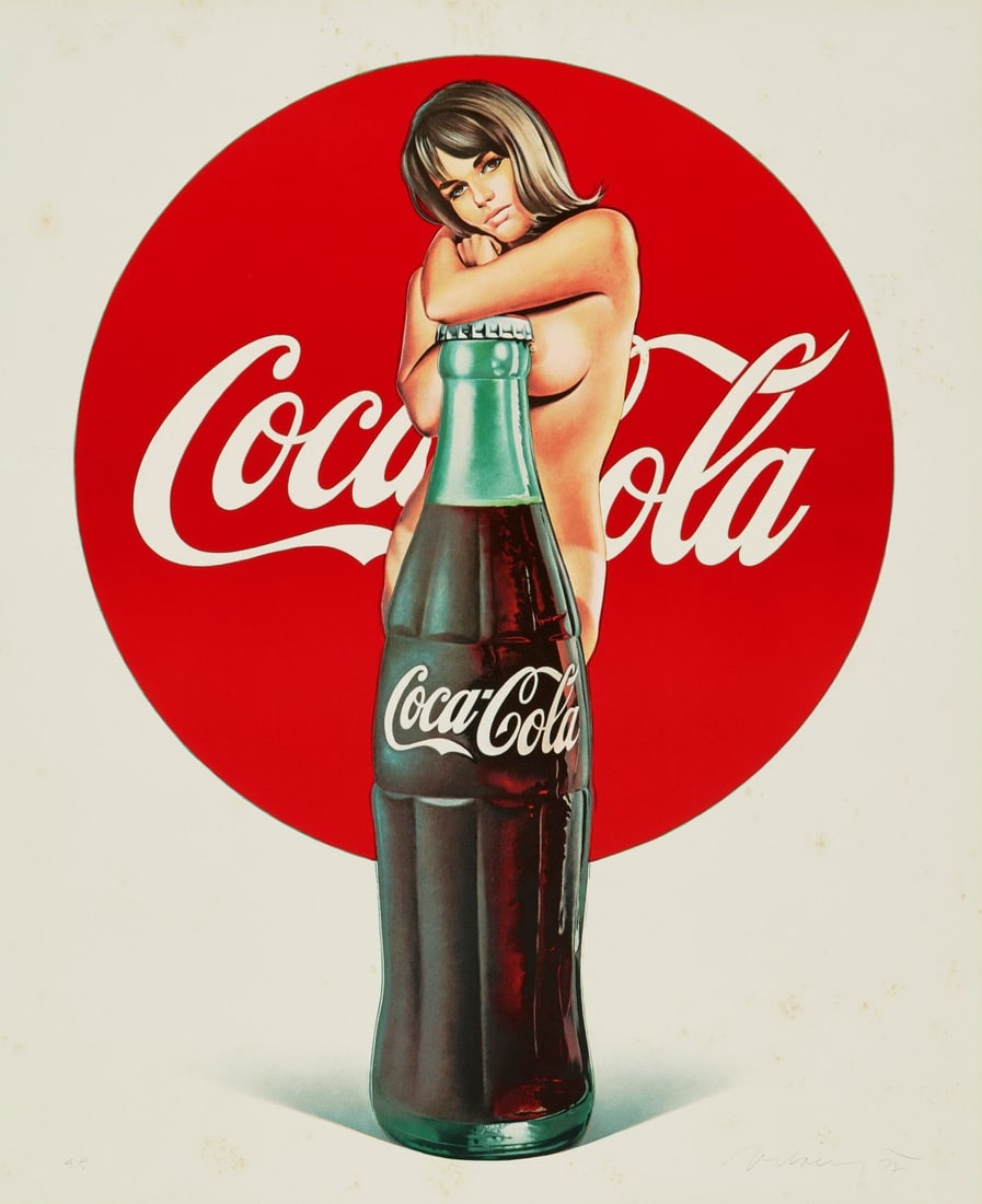 Mel Ramos Lola Cola Print in Color: Mel Ramos Lola Cola Print in Color measuring at 25x30.25 inches Reserve: $60.00 Shipping: Domestic: Flat-rate of $35.00 to anywhere within the contiguous U.S. International: Foreign shipping rates are