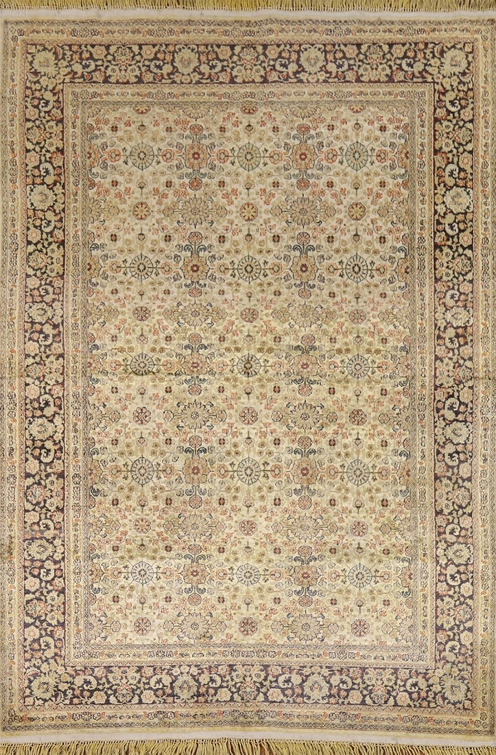 Pre-1900 Antique Silk Farahan Persian Rug 4x6: Title: Pre-1900 Antique Silk Farahan Persian Rug 4x6 Description:A Beautiful Genuine Iran ( Persia ) Sarouk (Farahan) rug is Hand Knotted by skillful weavers in Iran ( Persia ) with 100%