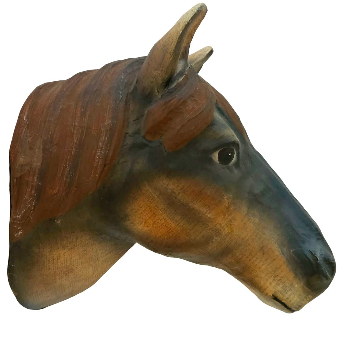 Realistic Paper Mache Horse Head Bust Wall Mount Sculpture (1 of 14)