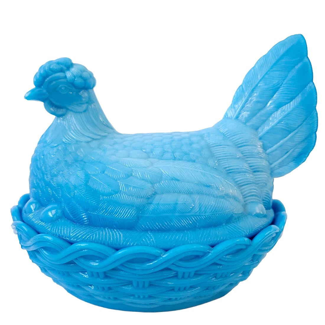 Blue Opaline 7" Hen on the Nest by Westmoreland: Title: Blue Opaline 7" Hen on the Nest by Westmoreland Description: Blue Opaline 7" Hen on the Nest by Westmoreland Beautiful blue color 7” Long Excellent condition no chips or cracks. Date Peri