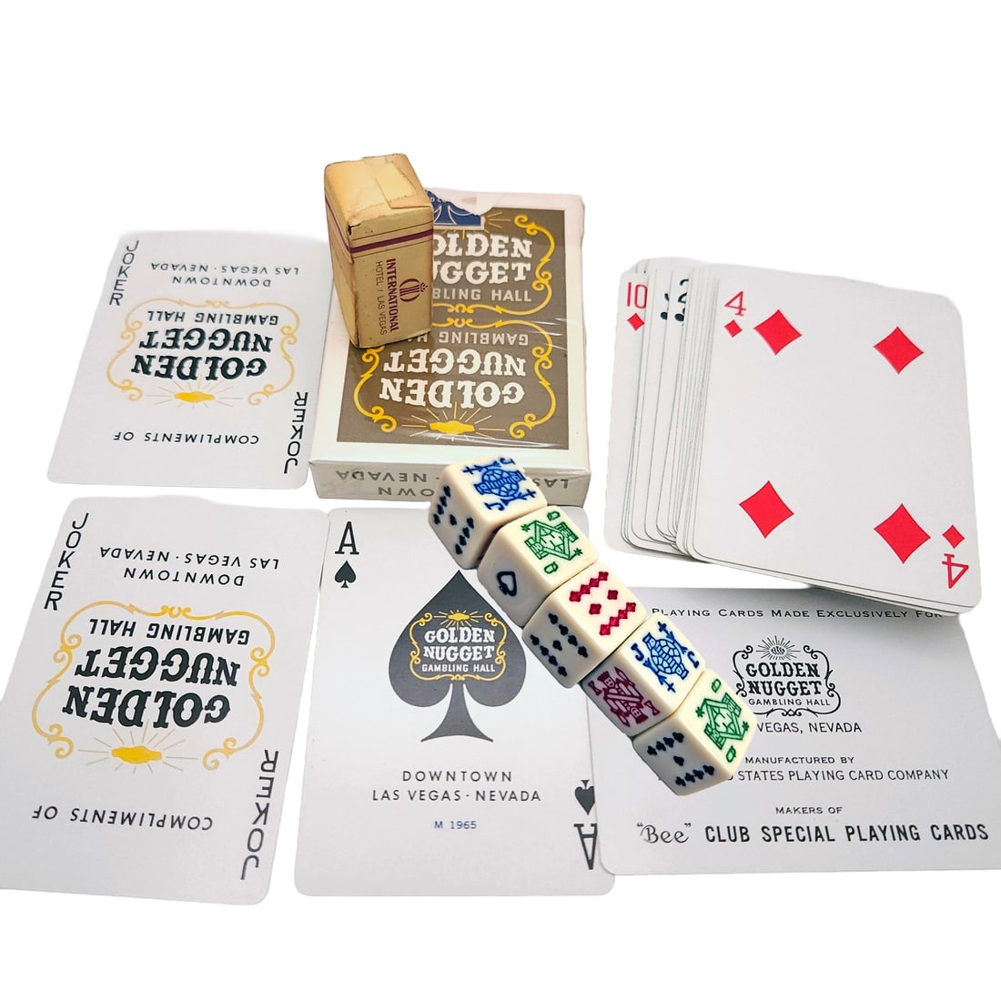 1965 Golden Nugget Casino Playing Cards (Brown) with International Hotel Dice (1 of 15)
