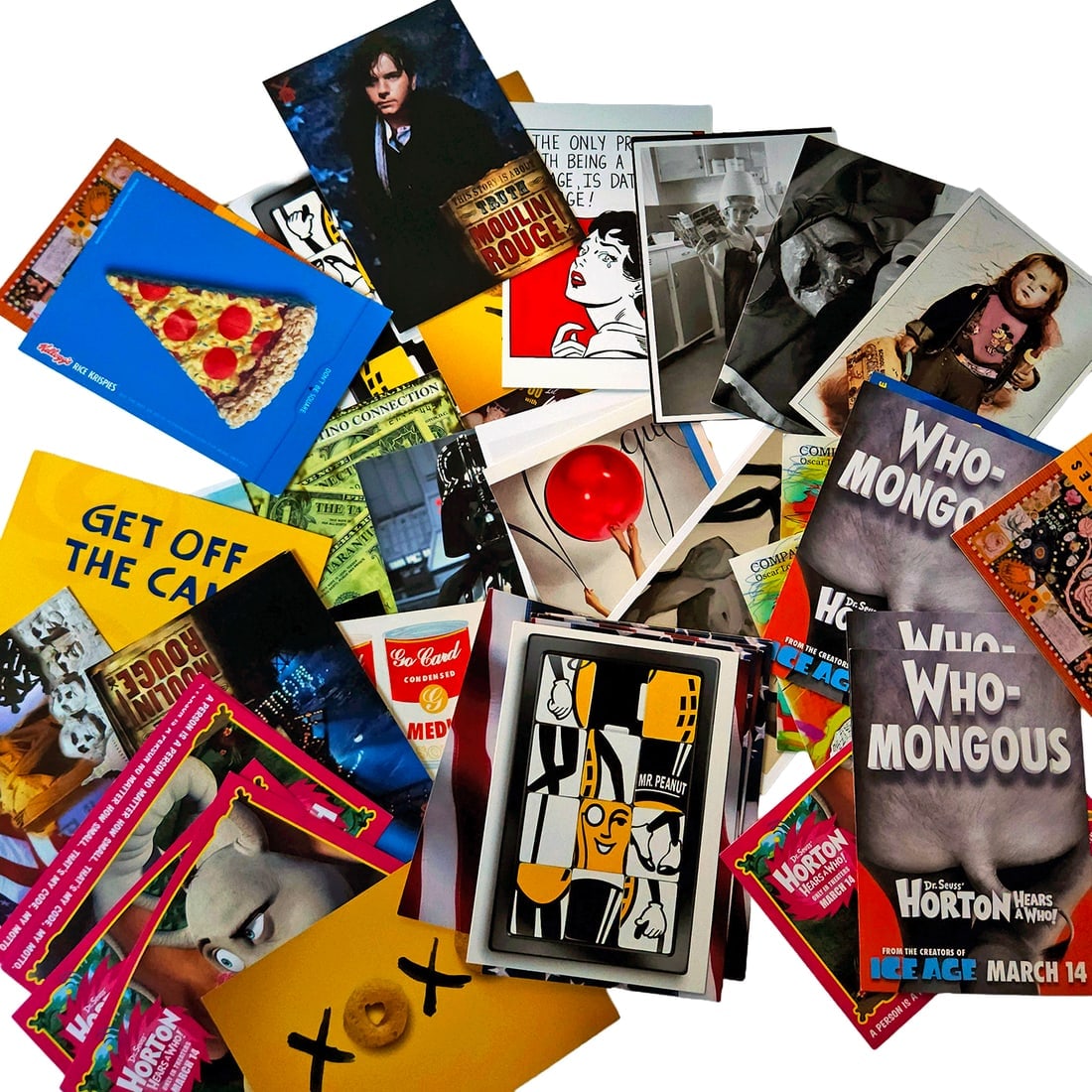 Large Lot of Over Four Dozen Pop Culture Postcards: Title: Large Lot of Over Four Dozen Pop Culture Postcards Description: Large Lot of Over Four Dozen Pop Culture Postcards All are new and have not been postmarked or written upon Topics include: Quent
