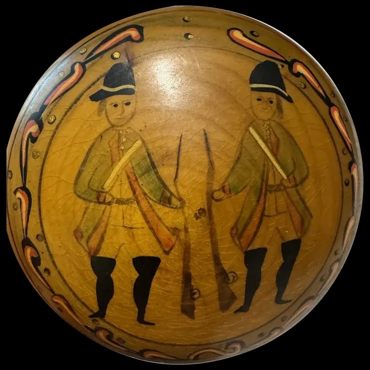 Vtg Hand Painted Folk Art Primitive Box 17th Century Soldier (1 of 6)