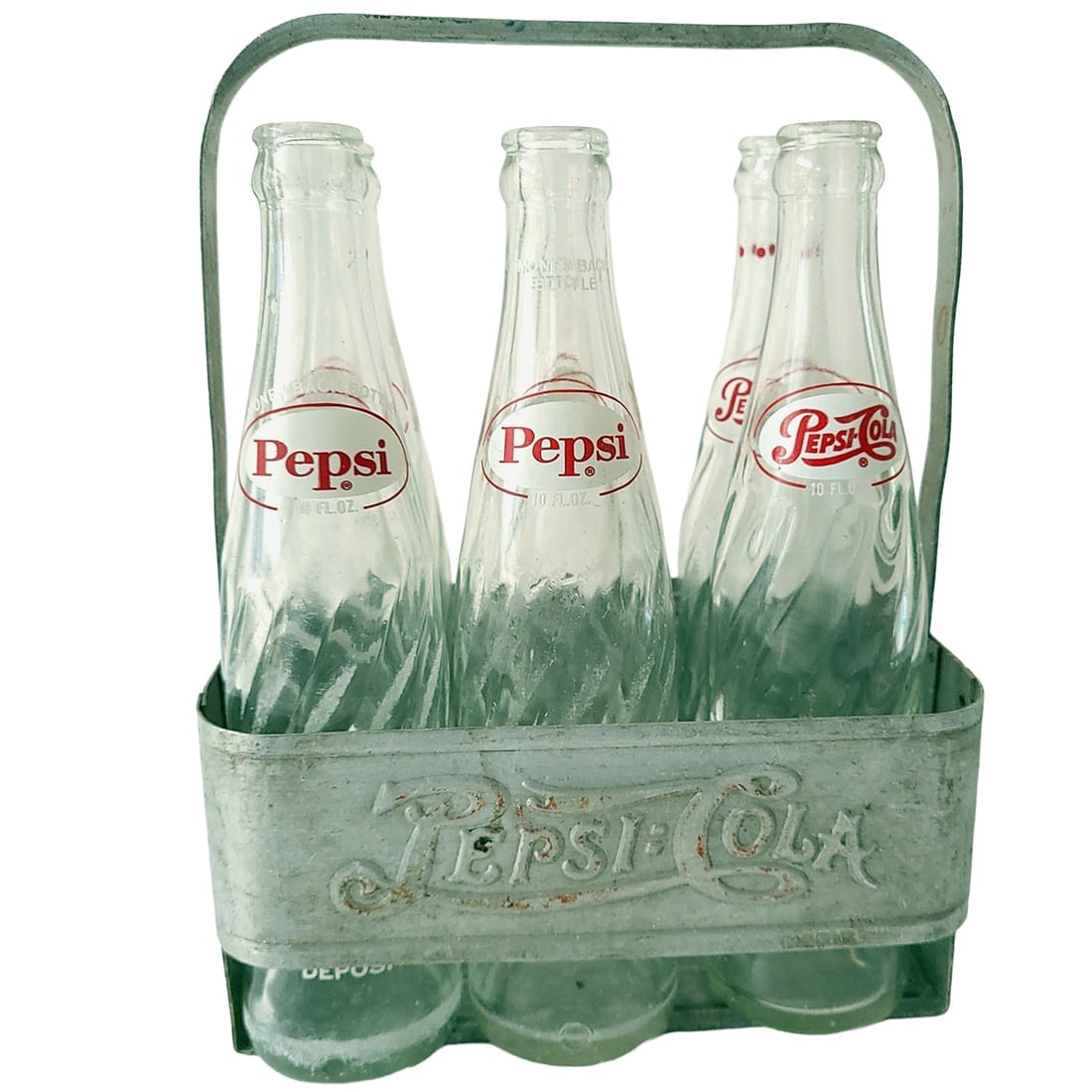 Vintage Double Dot Pepsi Cola Metal 6 Pack Carrier With Bottles (1 of 10)