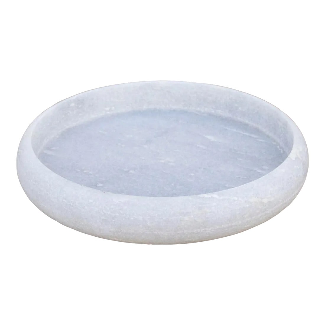 Large Round Marble Stone Tray: This elegant marble bowl is hand carved from pure Makrana marble. This round marble vessel has a sleek modern design and features a natural white patina with a lightly sanded and wax polish. A charmin
