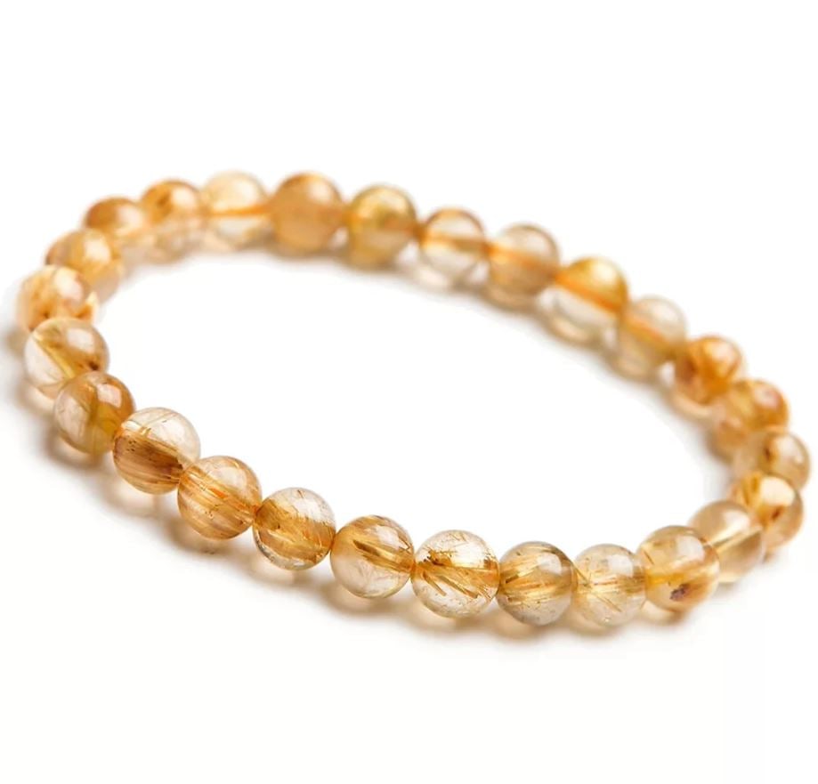 Natural Gold Rutilated Quartz Crystal Bracelet (1 of 5)