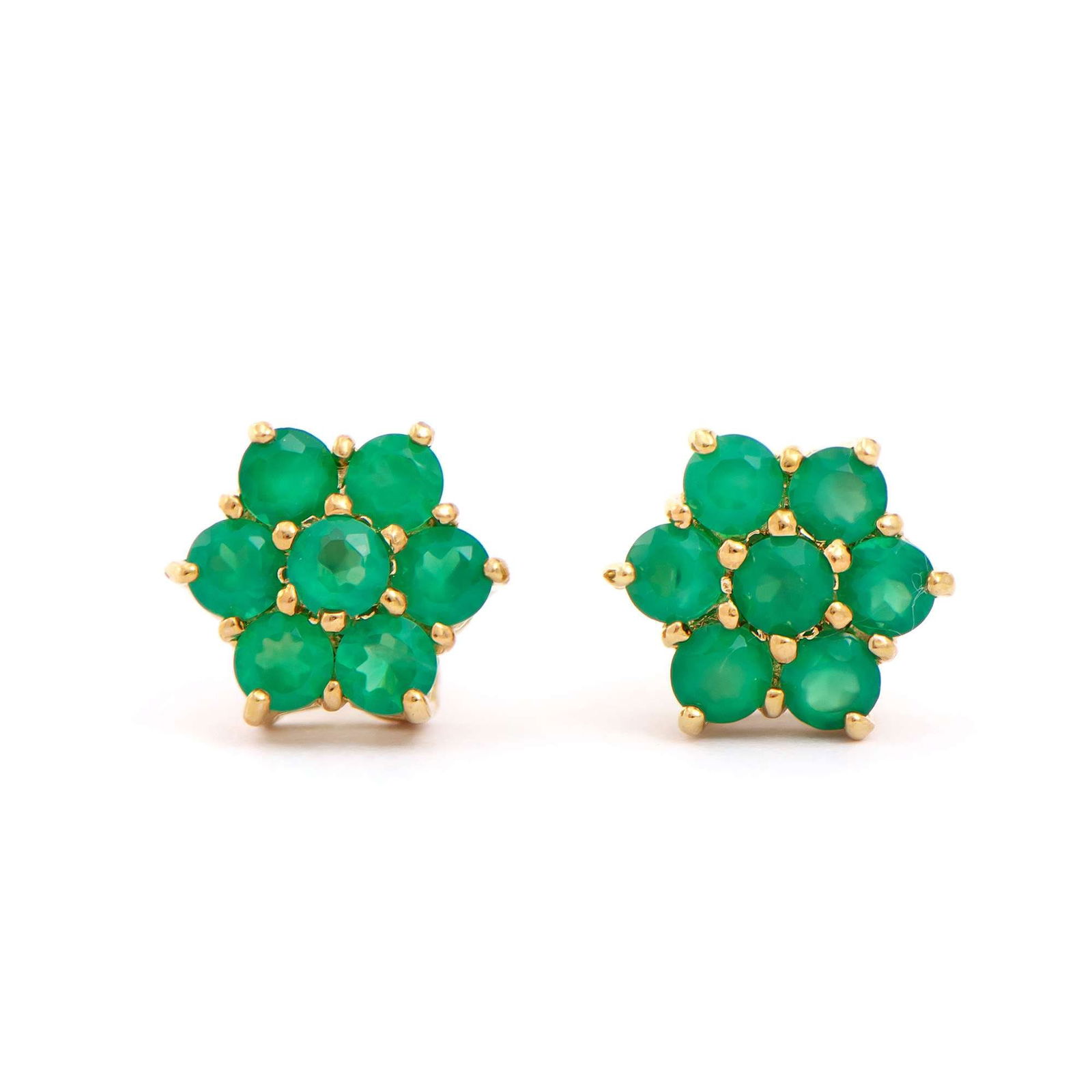 1.35 ctw Green Agate 18K Gold Plated Designer Earrings (1 of 2)
