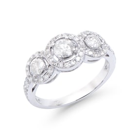 1.26 CTS TW CERTIFIED DIAMONDS 14K WHITE GOLD DESIGNER RING SIZE 7.5