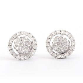 0.75 CTS CERTIFIED DIAMONDS 14K WHITE GOLD DESIGNER EAR-RING