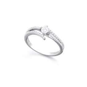 0.52 CTS TW CERTIFIED DIAMONDS 14K WHITE GOLD DESIGNER RING SIZE 7.5