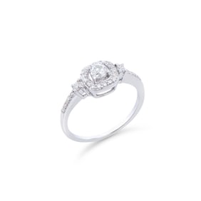 0.50 CTS CERTIFIED DIAMONDS 14K WHITE GOLD DESIGNER RING SIZE 7.5