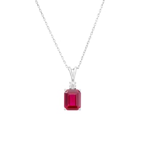 3.01 TCW Certified Lab Grown Diamonds & Ruby 14K WG Designer Pendant