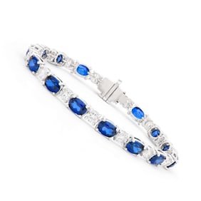 19.05 TCW Certified Lab Grown Sapphire & Diamonds 14k WG Designer Bracelet