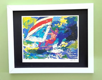 LeRoy Neiman " KITE SAILING " Signed Pop Art Mounted Framed in New 11x14