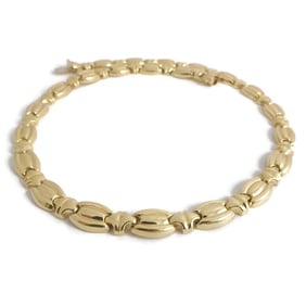 Vintage Italian Oval Chain Link Necklace 14K Yellow Gold, 16.5 Inches, 27.37 Gr