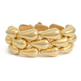 Vintage Wide Chunky Claw Panther Chain Link Bracelet 18K Yellow Gold, 110.72 Gr