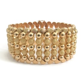 Vintage 1940's Wide Chain Link Bracelet 18K Yellow Gold, 9 Inches, 78.69 Grams