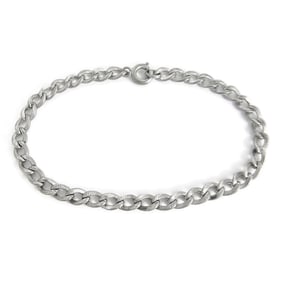 Vintage Open Curb Chain Link Bracelet Sterling Silver, 7.25 Inches, 6.57 Grams