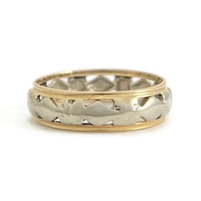 Vintage 1930's 1940's Two-Tone Wedding Band Ring 14K Yellow Gold, 1.97 Grams