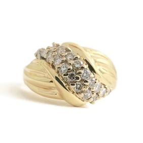 Vintage Diamond Cluster Statement Ring 14K Yellow Gold, .34 CTW, 7.11 Grams