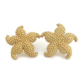 Vintage 1960's Starfish Drop Stud Earrings 14K Yellow Gold, 3.41 Grams