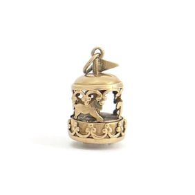 Vintage 1950's Carousel Merry-Go-Round Movable Charm 14K Yellow Gold, 2.91 Grams