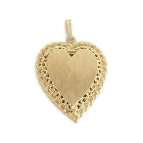 Vintage 1980's Letter L Heart Locket Necklace Pendant 14K Yellow Gold, 6.76 Gram
