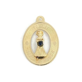 Vintage 1960's Maid of Honor Pendant Bracelet Charm 14K Yellow Gold, 1.18 Grams