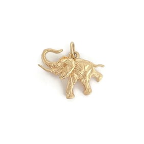 Vintage 1950's Elephant Animal Charm Pendant 14K Yellow Gold 2.15 Gr